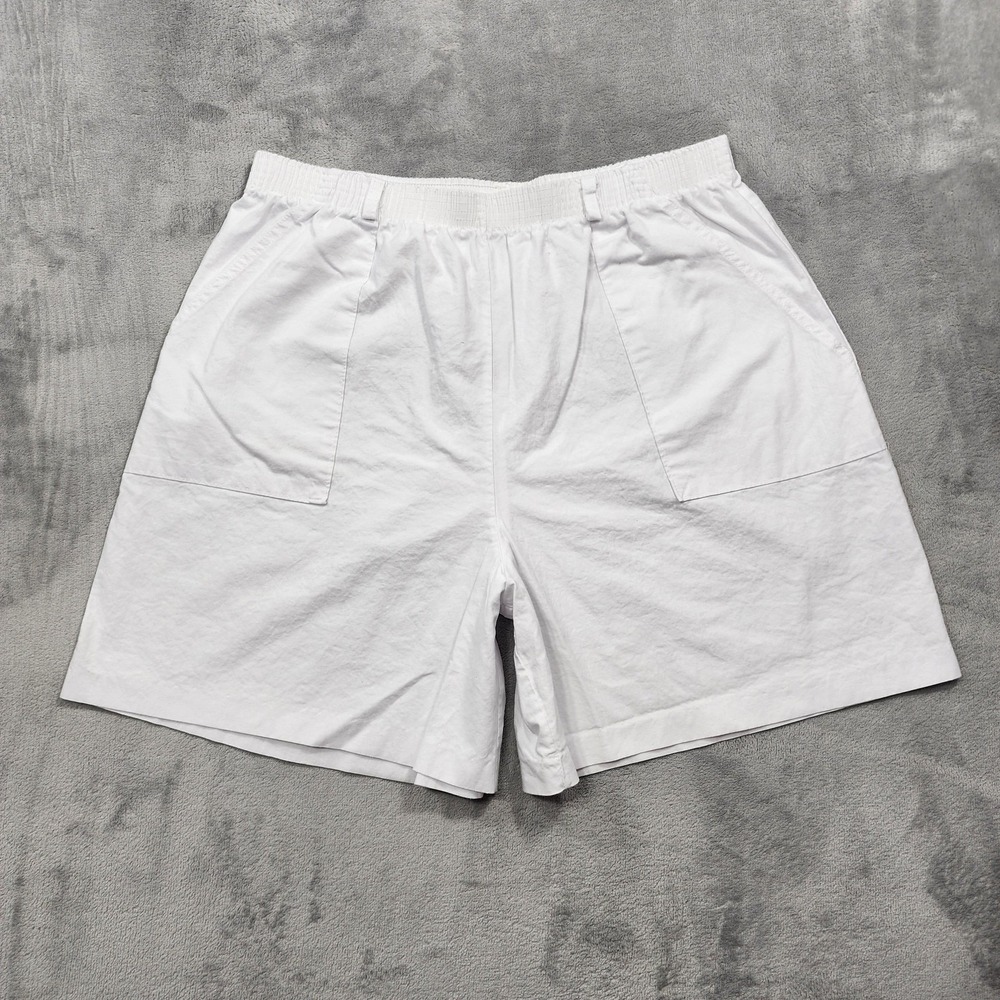 Vintage Season Ticket Shorts Womens L White Pull‎ On High Rise Baggy Casual